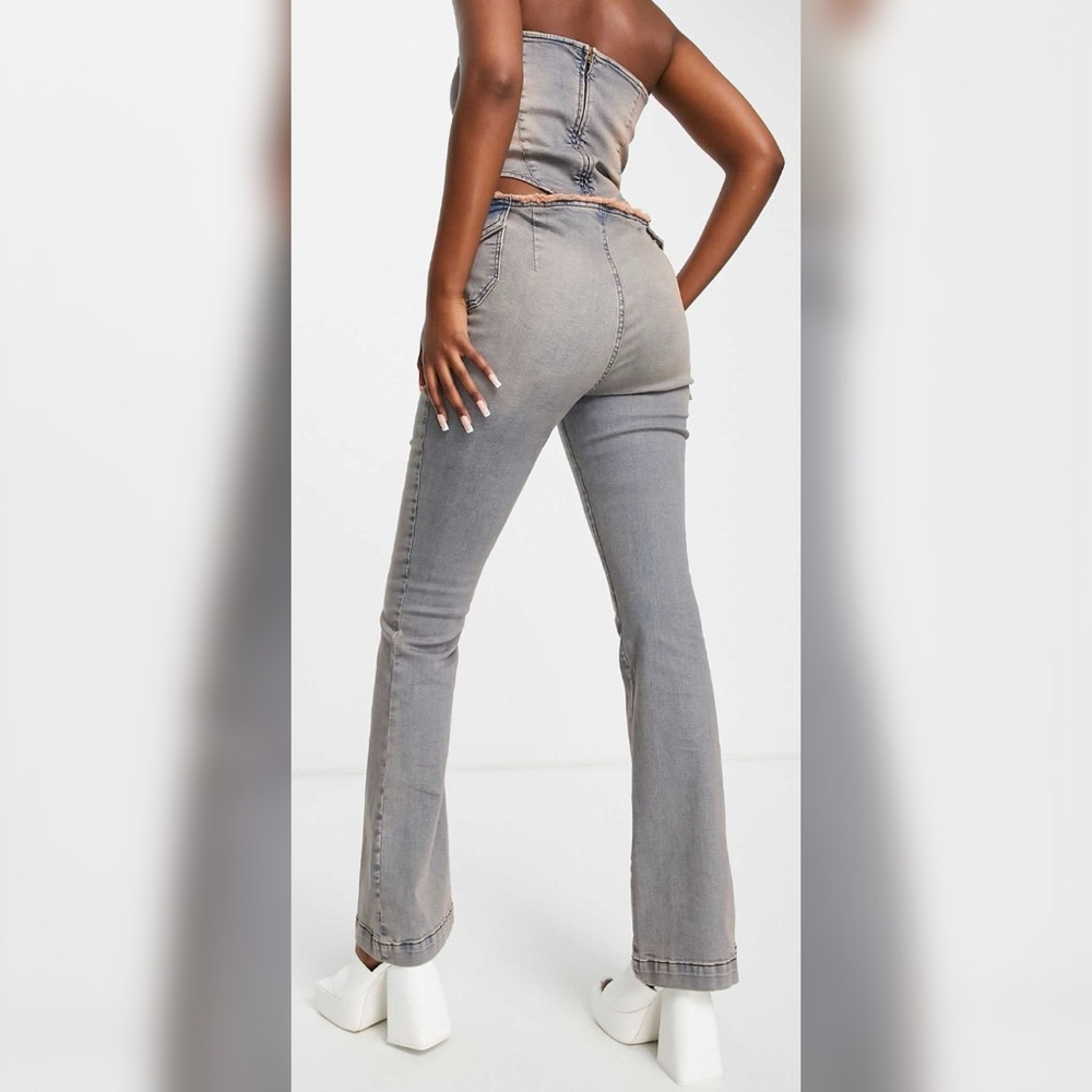 ASYOU Low Rise Flare Jean in dirty bleach wash (part of a set)